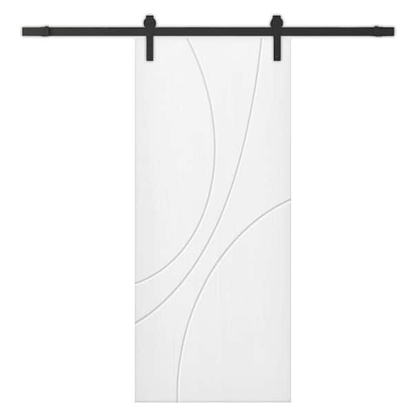 CALHOME 24 in. x 80 in. White Painted Composite MDF Paneled Interior Sliding Barn Door with Hardware Kit