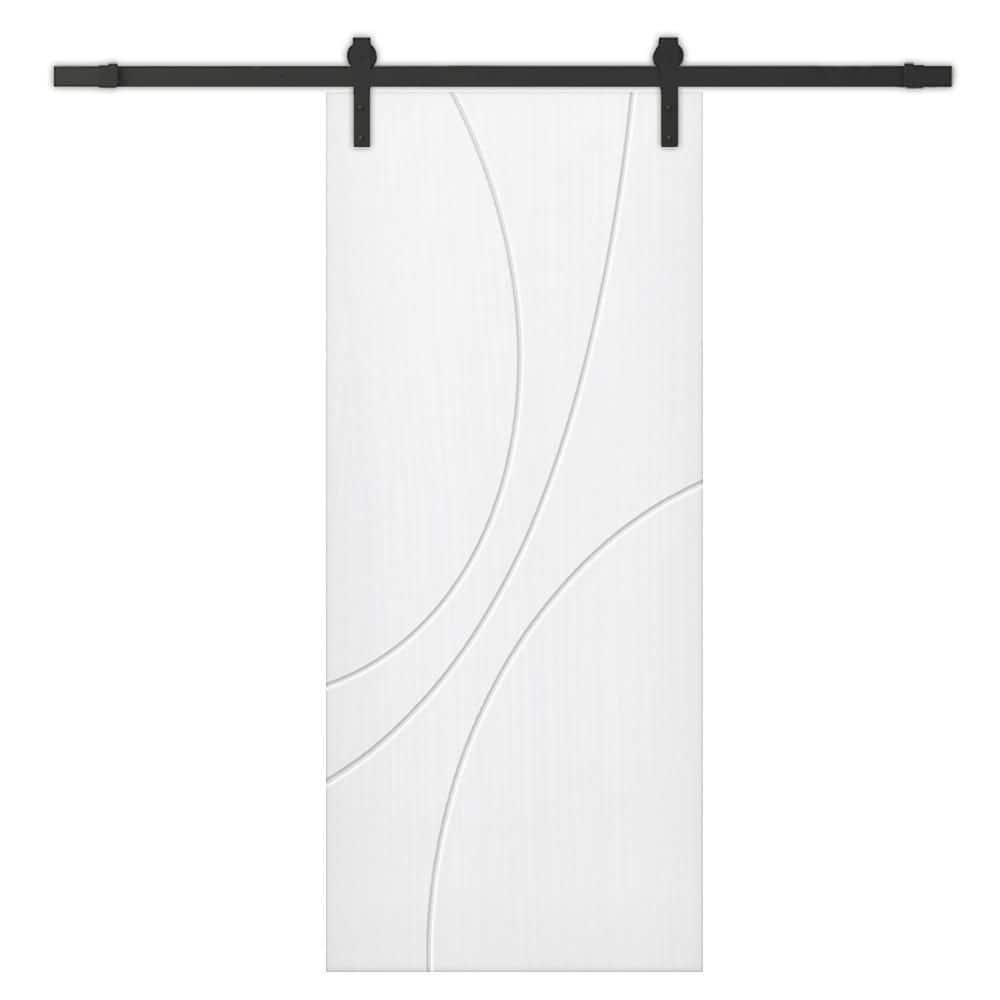 24 in. x 84 in. White Painted Composite MDF Paneled Interior Sliding Barn Door with Hardware Kit price history on PriceWatchPro