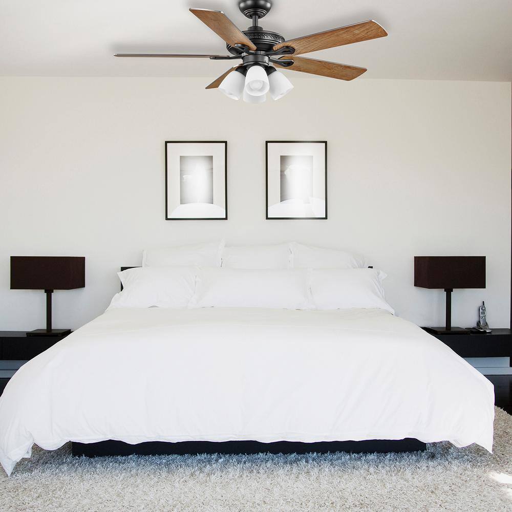 52 in. Burgess Matte Black Indoor LED Smart Ceiling Fan with Light Kit and Remote Control Powered by Hubspace price history on PriceWatchPro