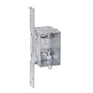3 in. H x 2 in. W x 2-1/2 in. D Steel Metallic 1-Gang Switch Box, Five 1/2 in. KO's, MC/BX Clamps and F Bracket, 1-Pack