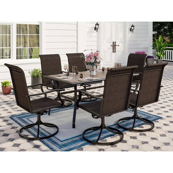 rattan swivel chair set