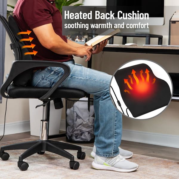 Mind Reader Heated Air-Cloud Lumbar Memory Foam Cushion with