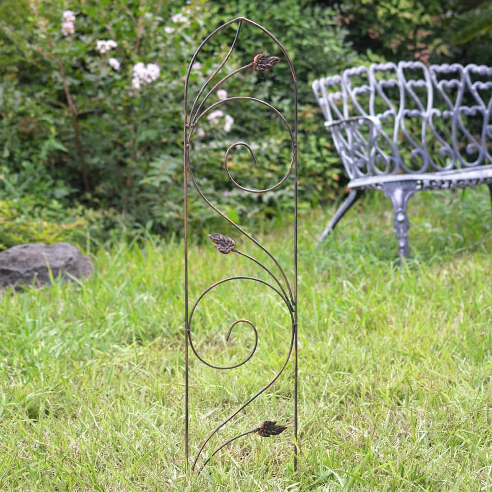 Bronze Iron Autumn Leaf Garden Trellis, 48" x 10"