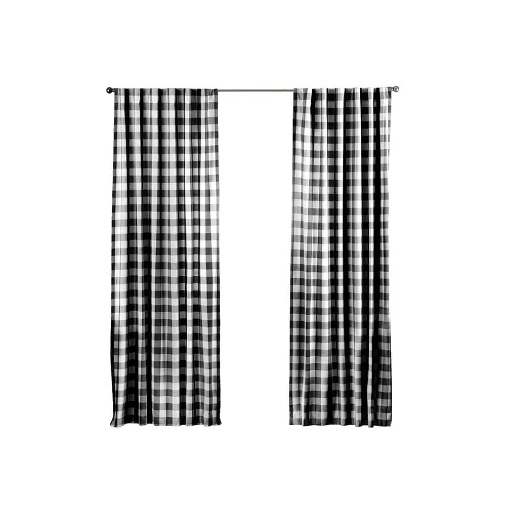 Black and White Cotton Buffalo Check Light-Filtering Window Panel