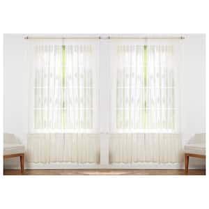 84 in. Polyester Sheer Standard Lined Rod Pocket Curtain Panel (4-Pack)