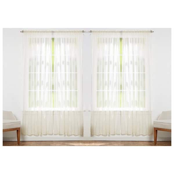 Standard Lined Rod Pocket Curtain Panel, Beige Sheer Curtain Panels