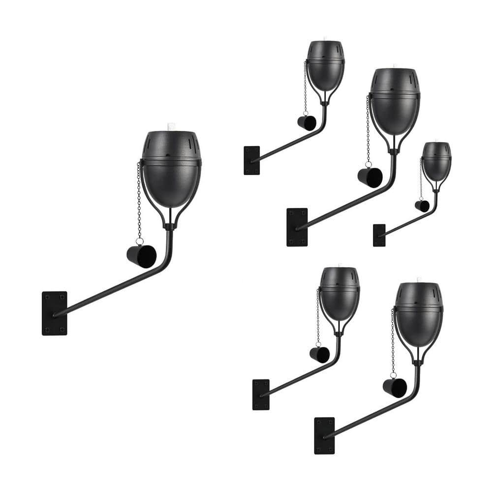 14 oz. Black Metal Wall Mounted Outdoor Flame Light Torch for Garden Patio Landscape Party 6-Pack price history on PriceWatchPro