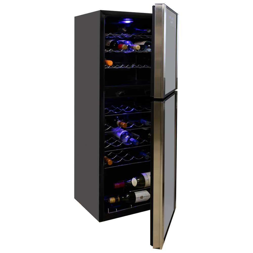 Koolatron 45 Bottle Dual Zone Wine Cooler, Black, 4.8 cu. ft. (136L) Freestanding Wine Fridge -  WC45