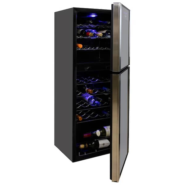 Koolatron 45 Bottle Dual Zone Wine Cooler, Black, 4.8 cu. ft. (136L) Freestanding Wine Fridge
