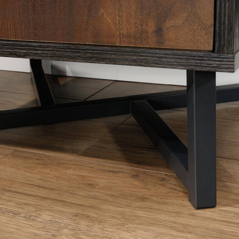 60'' Adjustable Black & Brew Oak Industrial Bookcase with Doors