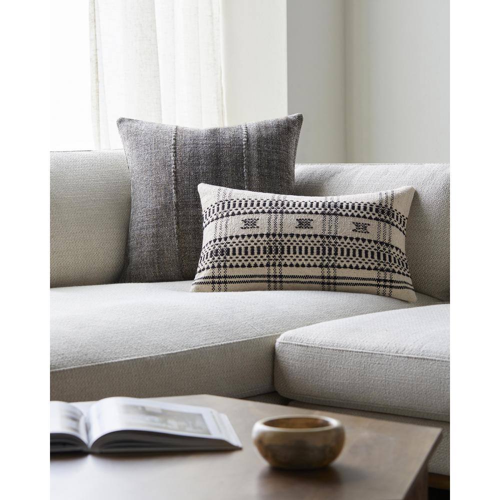 Myrna Beige and Black Cotton Rectangular Accent Pillow