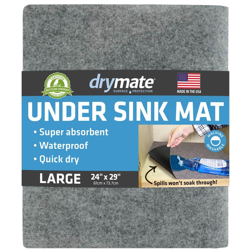 Premium Light Gray 24 in. D x 29 in. L Solid Slip Resistant, Waterproof Und