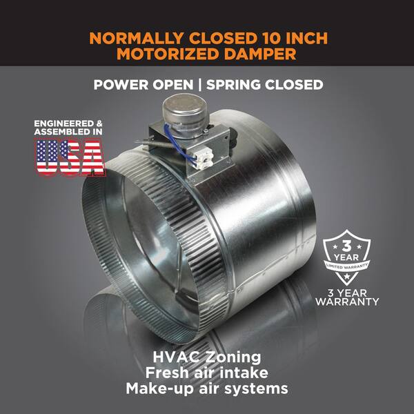 Suncourt 10 in. Motorized Adjustable Damper Closed ZC210 - The