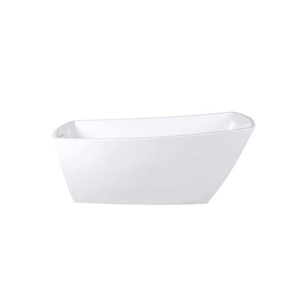 67 in. x 31 in. Soaking Bathtub with Left Drain in Glossy White with Brushed Gold Trim