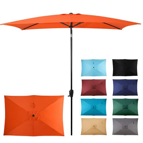 Sun-Ray 6.6 ft. x 9.8 ft. Rectangular Steel Market Patio Umbrella in Orange