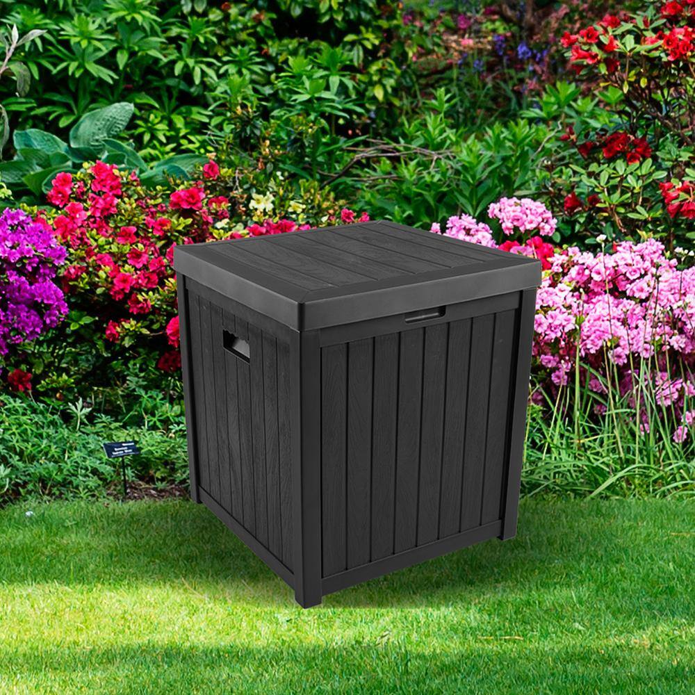 Black 50 Gallon Lockable Plastic Deck Storage Box