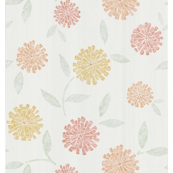 Brewster Simple Space Zinnia Flower Washable Wallpaper Sample