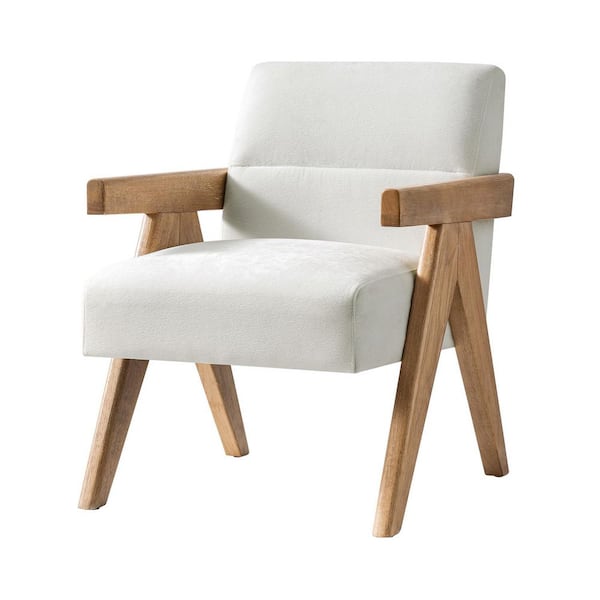 JAYDEN CREATION Odemaris Ivory Polyester Arm Chair with Curved