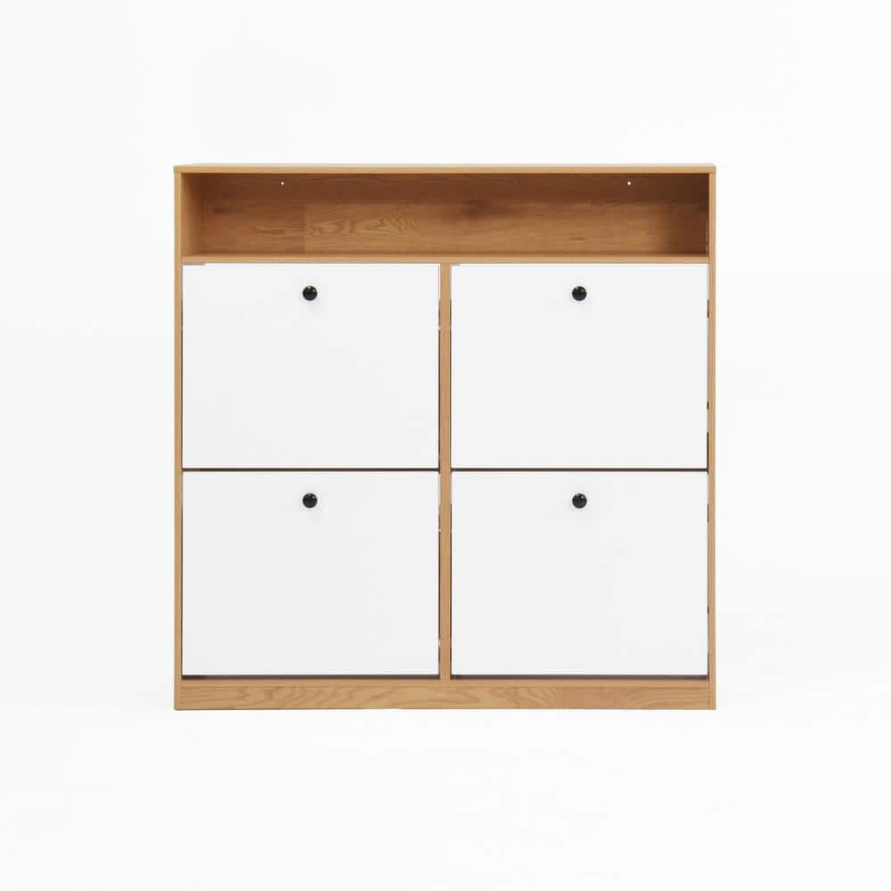 39.37 in. W x 9.45 in. D x 39.37 in. H Brown Shoe Cabinet Linen Cabinet wit