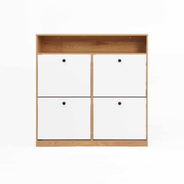 39.37 in. W x 9.45 in. D x 39.37 in. H Brown Shoe Cabinet Linen Cabinet with Flip Drawer for Entryway, Hallway