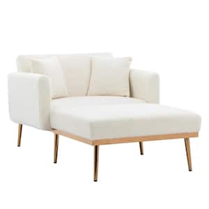 Modern White Teddy Fabric Chaise Lounge Chair