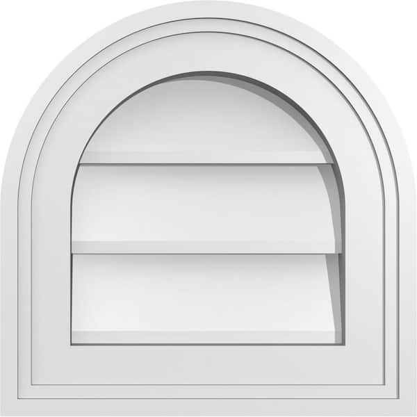 Ekena Millwork 12 in. x 12 in. Round Top White PVC Paintable Gable Louver Vent Non-Functional