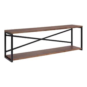 Ascott 36 in. W x 8 in. D Natural Brown and Black Wood Decorative Wall Shelf