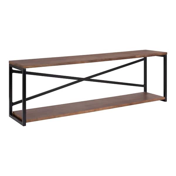 Kate and Laurel Ascott 36 in. W x 8 in. D Natural Brown and Black Wood Decorative Wall Shelf