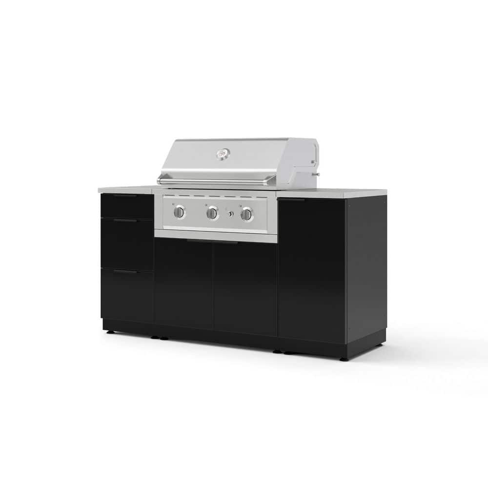 "Outdoor Kitchen 6-Piece 3-Burners Natural Gas Grill Island in Black w/33"" Performance Grill & Stainless Steel Countertop" price history on PriceWatchPro
