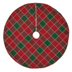 48 in. Tristan Cherry Red Traditional Christmas Decor Tree Skirt
