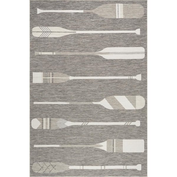 Emmie Graphic Indoor/Outdoor Beige 9 ft. x 12 ft. Area Rug