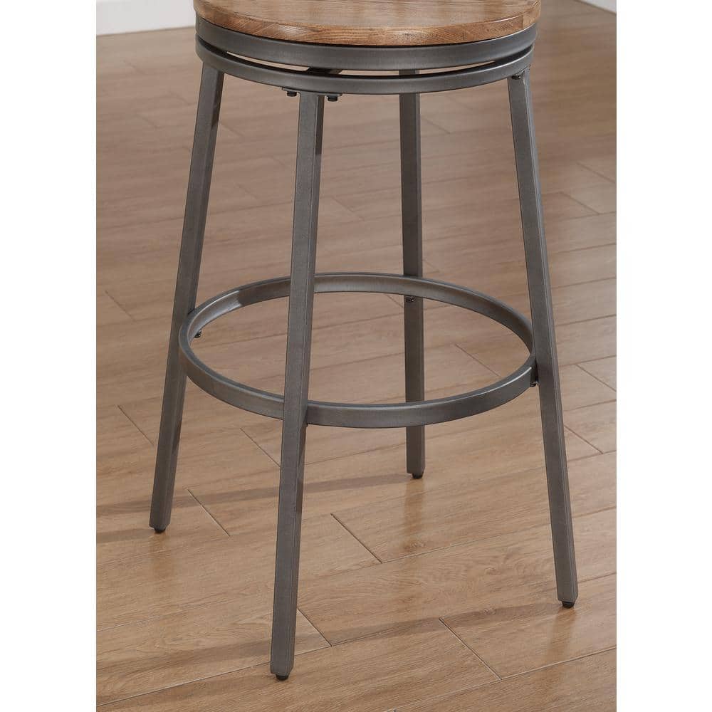 Slate Grey and Oak Industrial Swivel Counter Stool