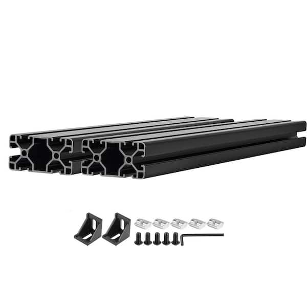 2PCS 4080 Aluminum Extrusion Profile, 19.69 in. (500 mm), Durable, T-Slot European Standard Anodized Linear Rail, Black