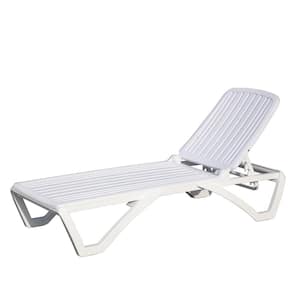 White Plastic Outdoor Chaise Loung Adjustable Recliners Tanning Lounge Chair for in-Pool Sunbathing Beach Lawn Poolside