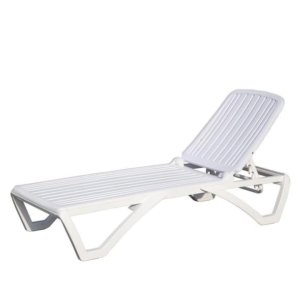 Unbranded White Plastic Outdoor Chaise Loung Adjustable Recliners Tanning Lounge Chair for in-Pool Sunbathing Beach Lawn Poolside