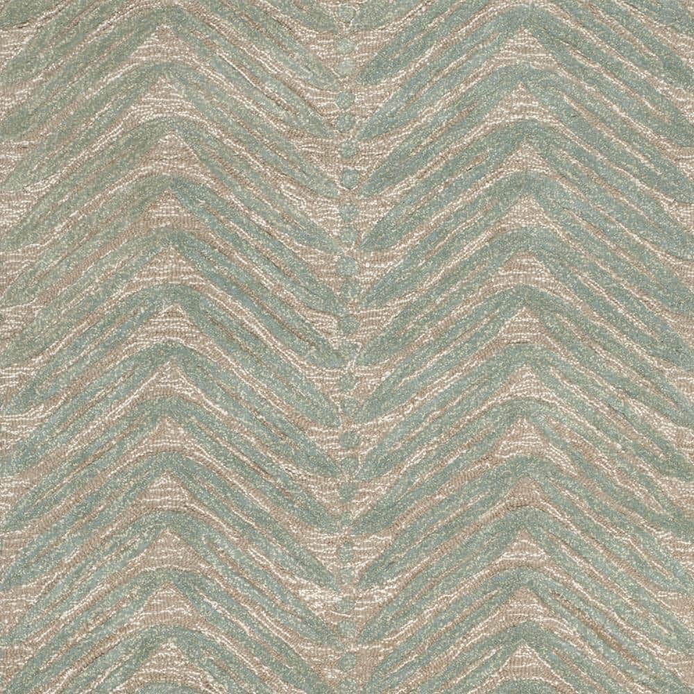 Handmade Blue Chevron Stripe Wool and Viscose Rug, 4' x 6'