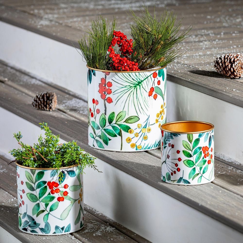 10 in. Festive Foliage Metal Printed Planters, Set of 3 price history on PriceWatchPro