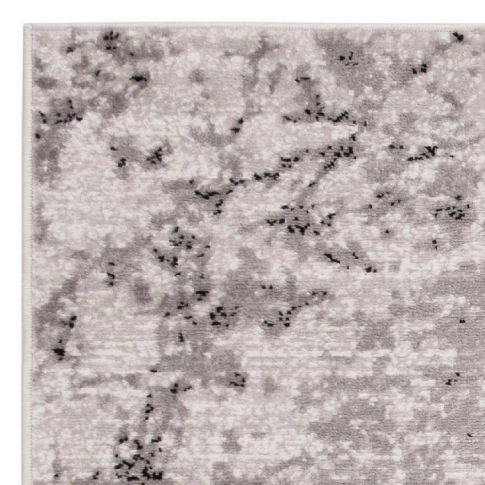 Reversible Grey/Ivory Abstract Synthetic 3' x 5' Area Rug