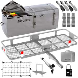500 lb. Capacity Gray Hitch Mount Cargo Carrier Basket with 16 cu. ft. Cargo Bag, Net, Straps, Folding Shank, 2in. Raise