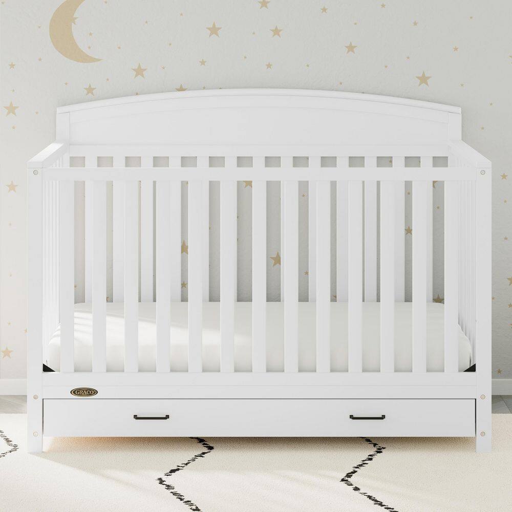 White Pine 5-in-1 Convertible Crib with Drawer