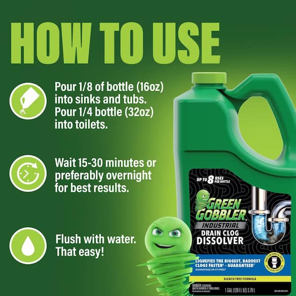 1 Gal. Industrial Strength Gel Grease and Hair Clog Remover for Toilet, Tub, Shower and Sink Drains