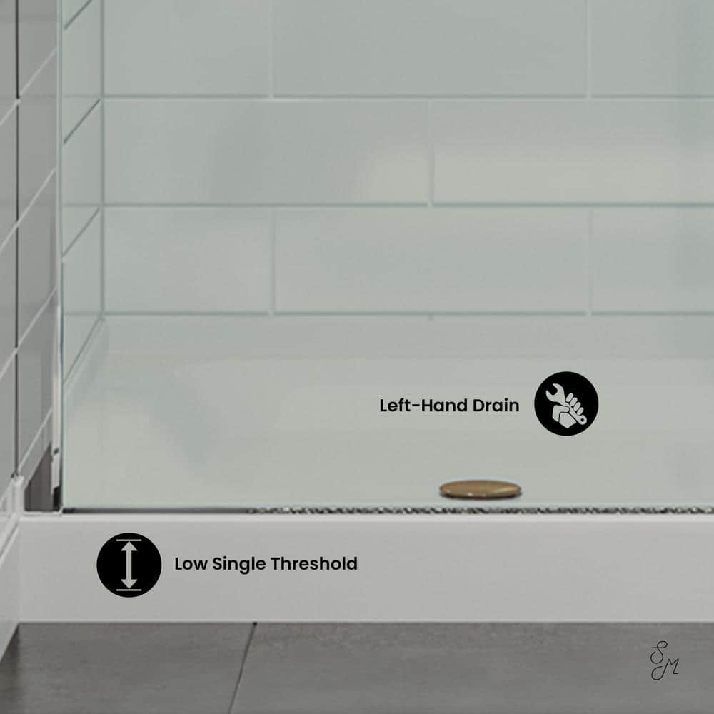 Voltaire 48" x 36" White Acrylic Single-Threshold Shower Base
