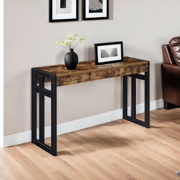 Convenience Concepts Monterey 49.5 in. Faux Birch and Black 30 in., Rectangle Particle Board Top Entryway Hall Console Table/Desk
