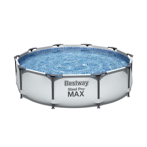 Bestway 10 ft. Round 30 in. D Steel Pro Hard Side Frame Above Ground Family Swimming Pool Set