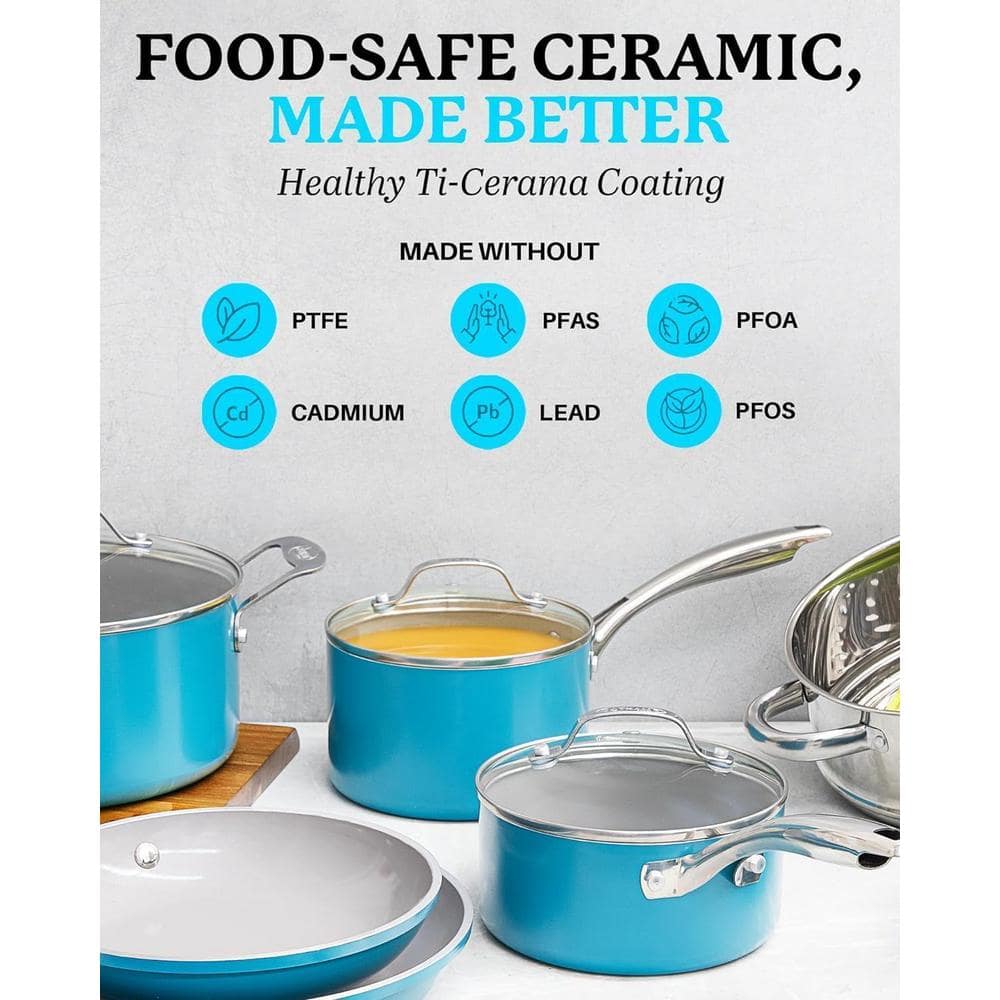 Gotham Steel 15-Piece Blue Nonstick Aluminum Cookware Set