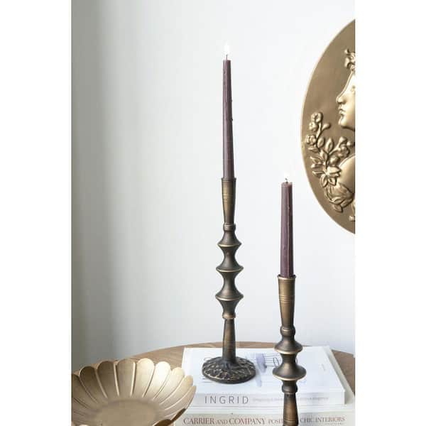Victorian Old-World Black Iron Candle Holder Set of 2 for Tabletop