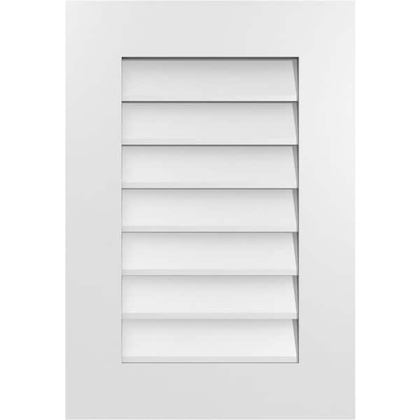 Ekena Millwork 18 in. x 26 in. Vertical Surface Mount PVC Gable Vent: Decorative with Standard Frame