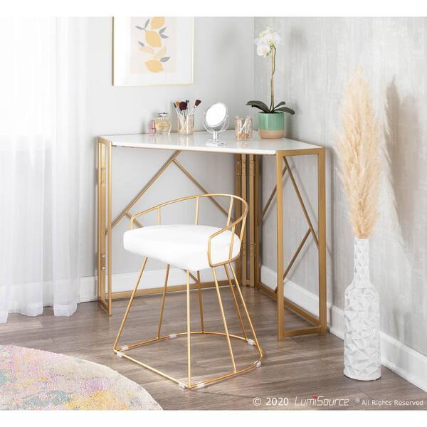 gold and white corner desk