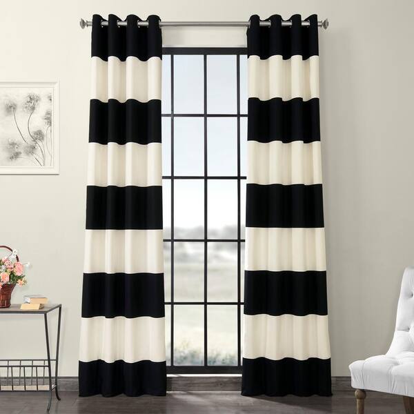 Exclusive Fabrics Furnishings Onyx, Black And White Striped Curtains 108