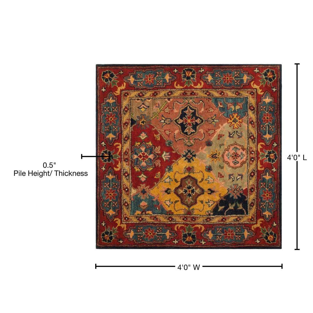 Heritage Red Multicolor Hand-Tufted Wool Square Rug